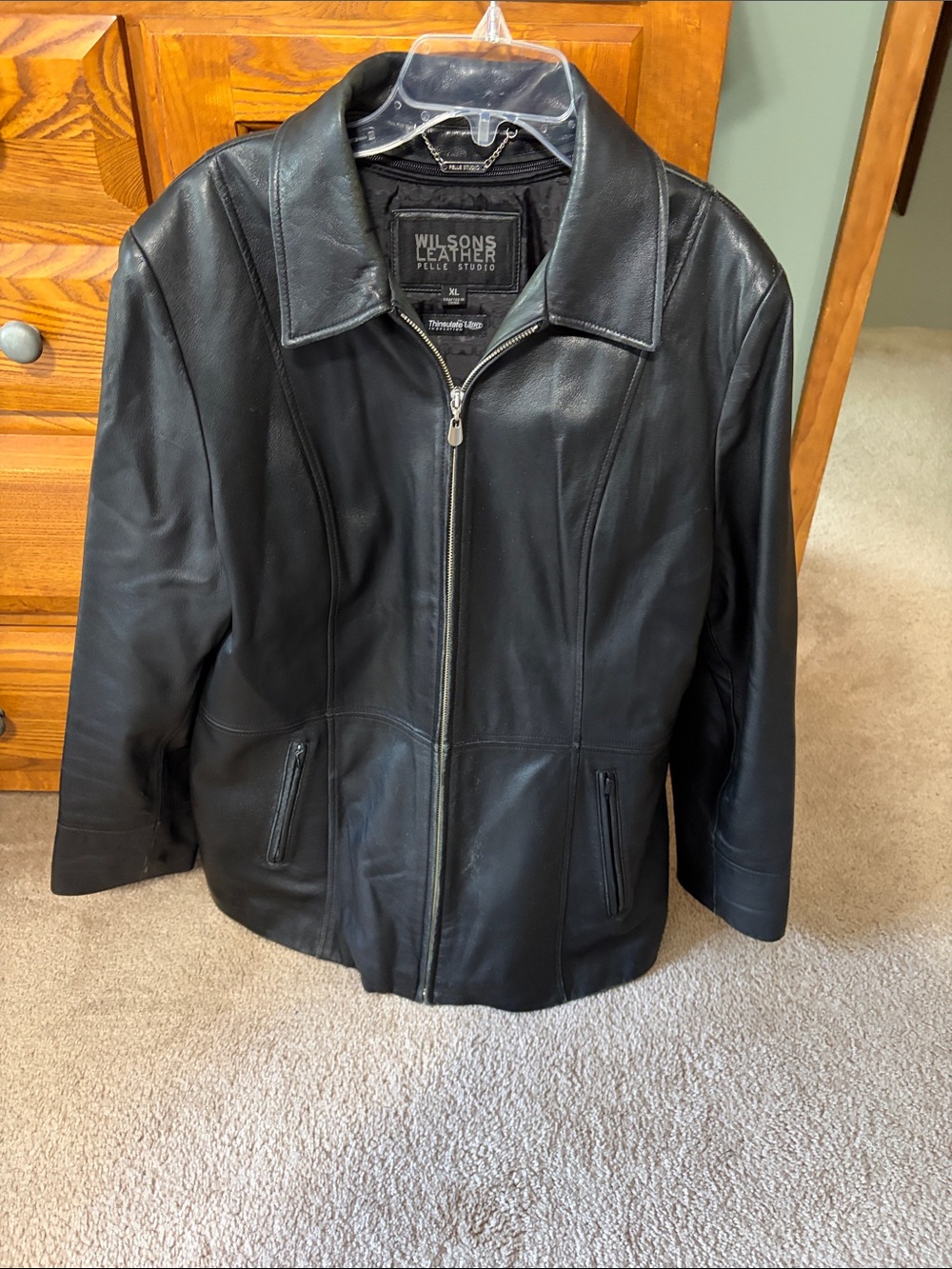 Wilson’s Leather Pelle Studio Black Leather Jacket with Silver Hardware